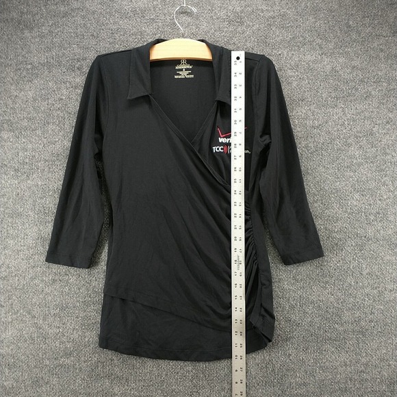 Gabrielle Rohde Royce Women's Verizon Faux Wrap Blouse Black Small 3/4 Sleeve - Picture 12 of 14